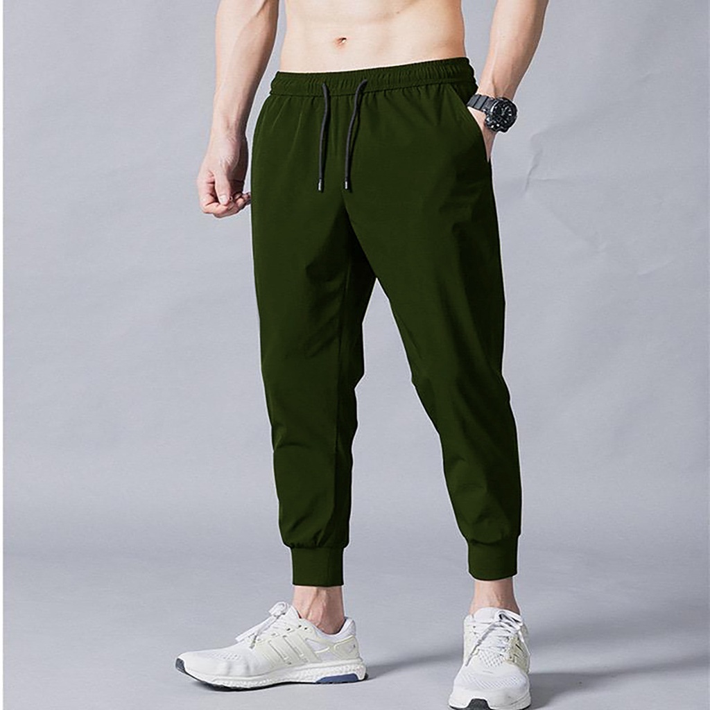 KIYOWO-Celana Jogger Pria Panjang Polos Gym Training Santai
