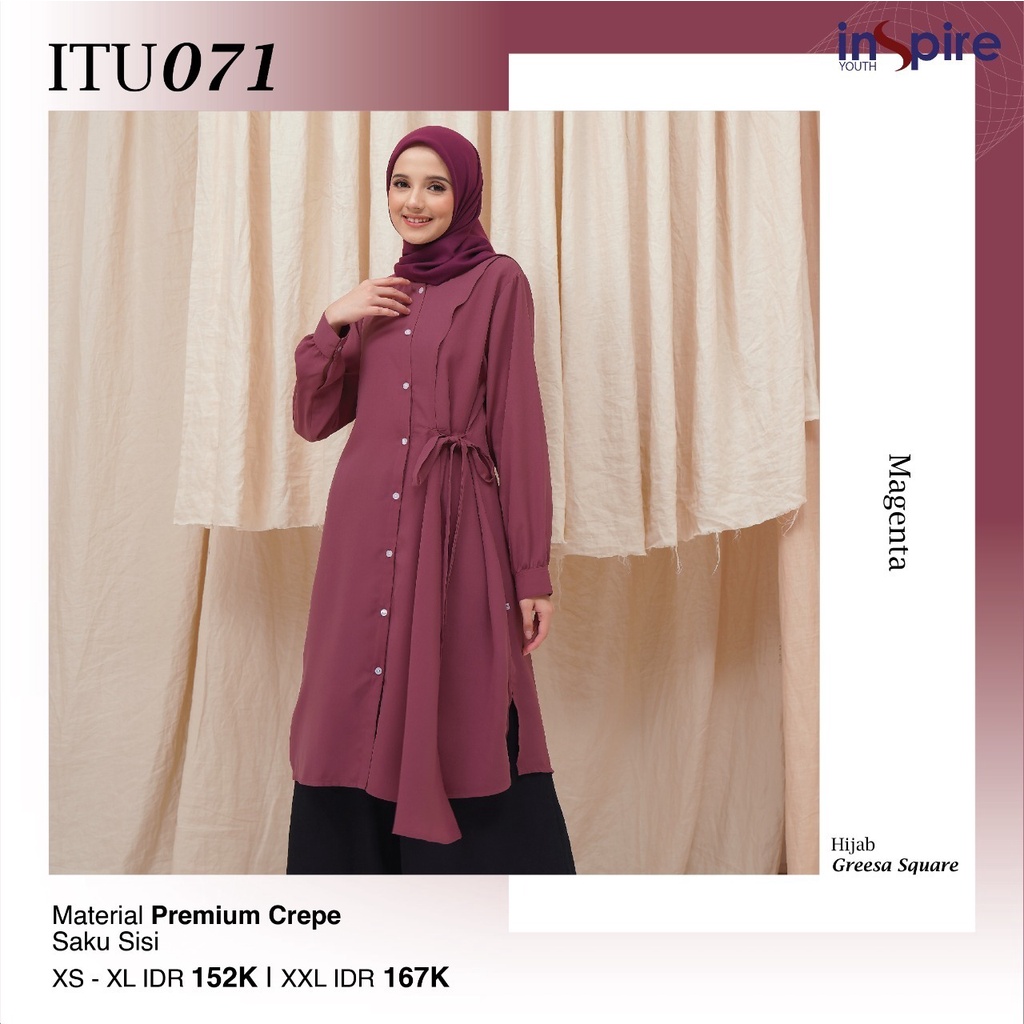 Inspire Tunik ITU 71 Atasan Polos Bahan Premium Crepe Kemeja Kuliah Modern Terbaru