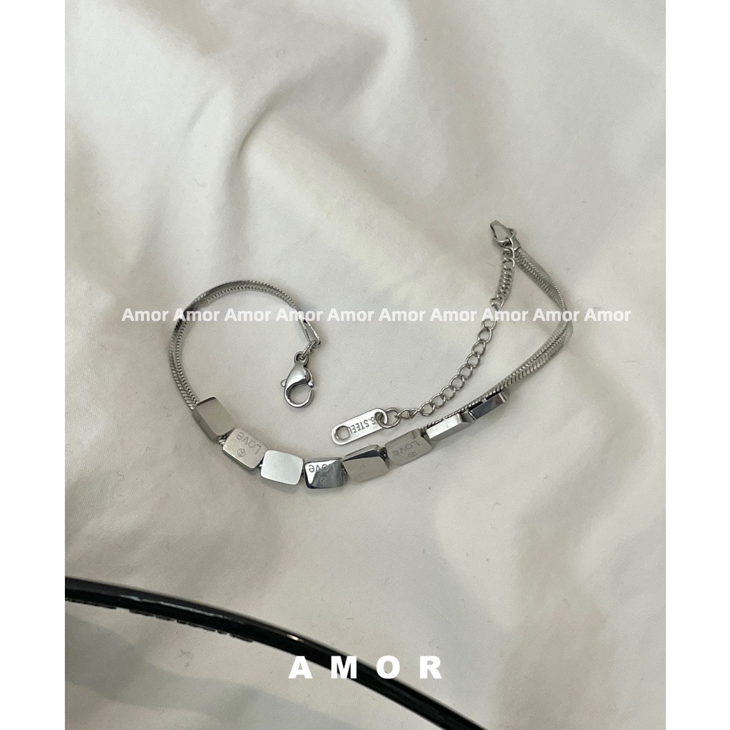 Gelang Tangan Rantai Stainless steel Motif Tulisan love Mewah Untuk Wanita