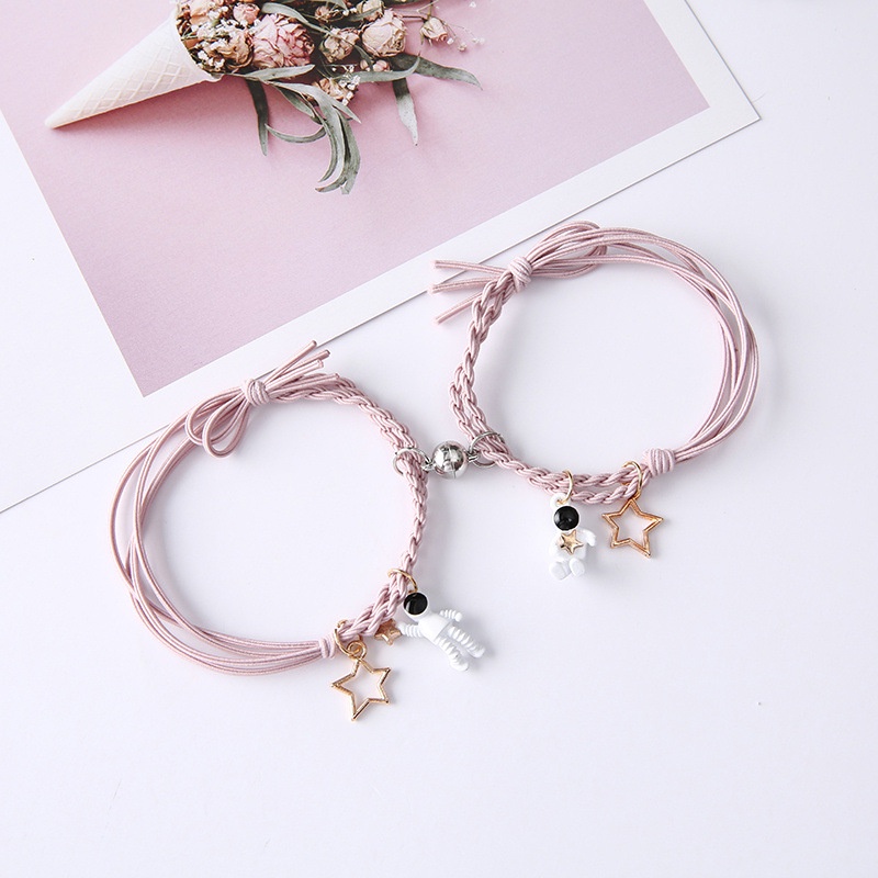 2 Pc Korea Ins Persahabatan Tali Jalinan Gelang Pasangan Magnetik Gelang Astronot Seri Ready stock