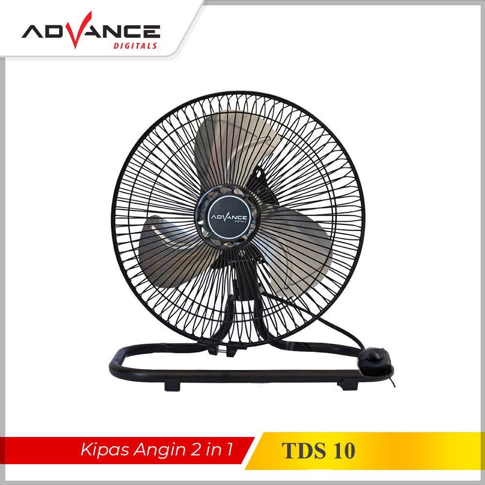 Advance Kipas Angin TDS10 2IN1 Kipas angin Dinding Meja 10 Inch Hemat Listrik Kipas Tornado Besi Kencang Bergaransi 1 Tahun