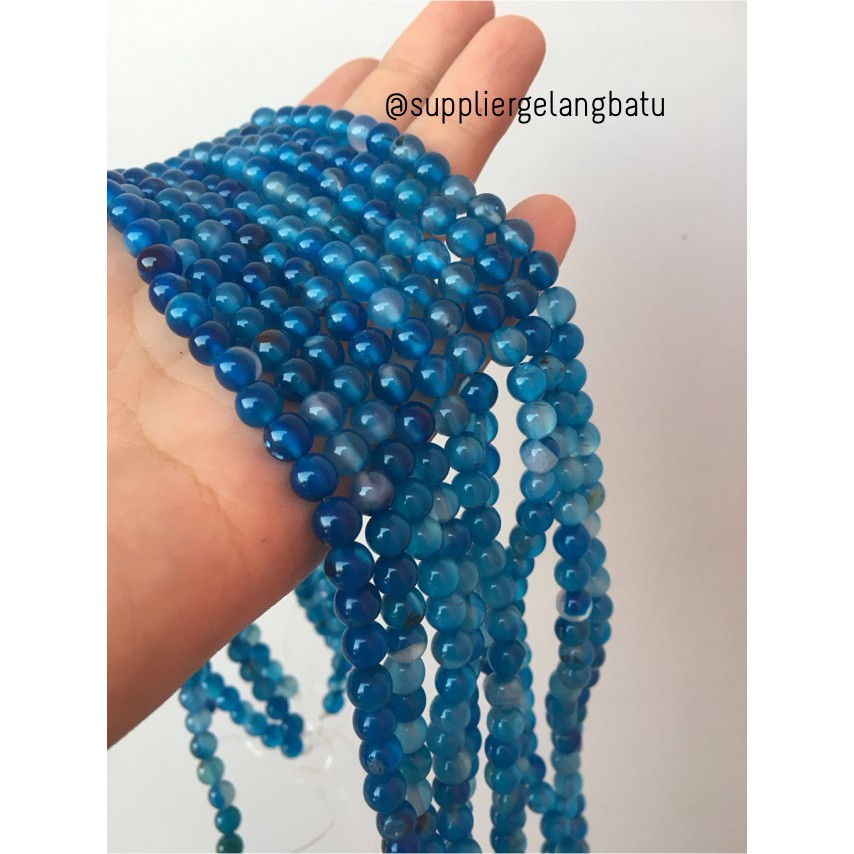 6mm aquamarine kilap grade natural aksesoris korea gelang kalung batu beads supplier aksesoris craft