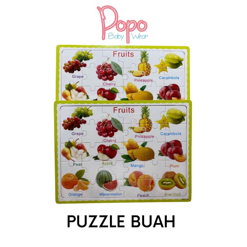 Puzzle Kayu Alfabet / Angka/ Buah (Puzzle Edukasi/ Free Bubblewrap)