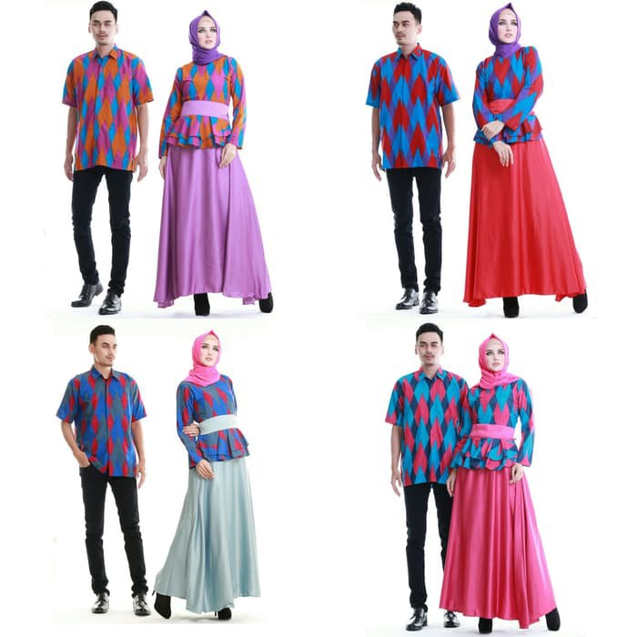 Jual batik sarimbit gamis / batik couple katun mix satin / couple balerina Murah