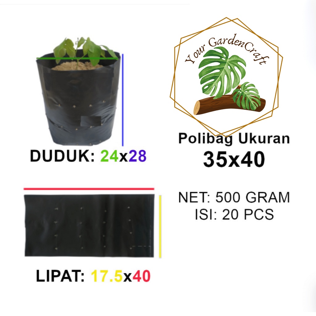 [JM_Garden] POLYBAG 35x40 / POLIBEG / POLIBAG / KANTONG TANAMAN / PLASTIK TANAMAN (SATUAN)
