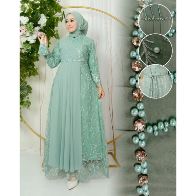 GAMIS ANDARA // BAHAN TILLE BORDIR MIX CERUTY + PAYET MUTIARA // KODE DJ