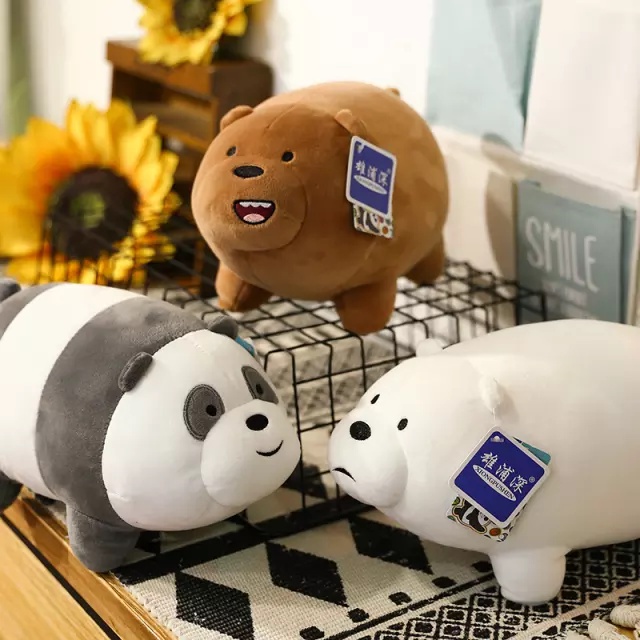 Boneka We Bare Bears Motif Duduk Boneka Beruang Cokelat Putih Panda