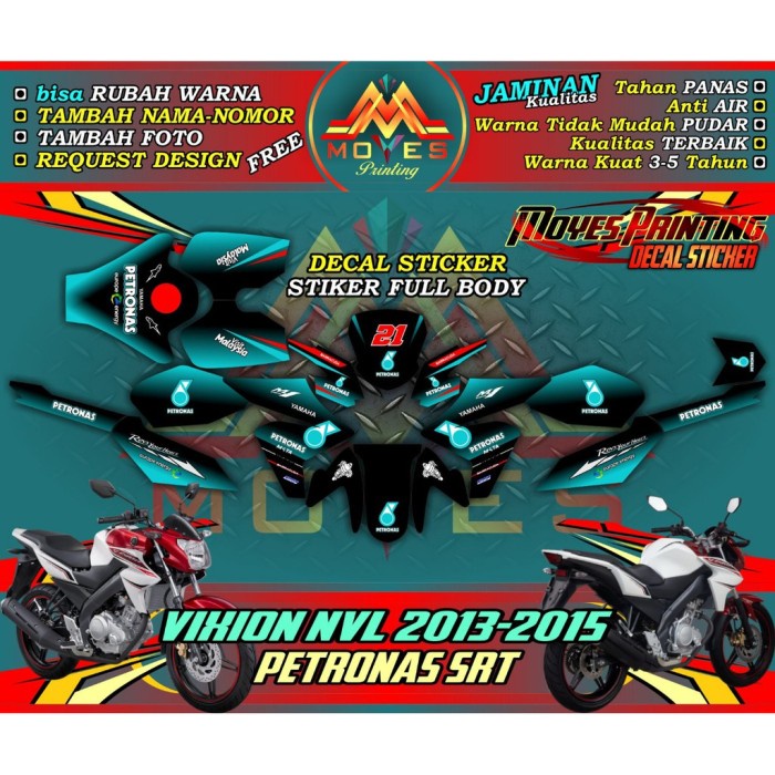 stiker vixion nvl motif petronas-decal vixion nvl petronas-striping vixion nvl petronas