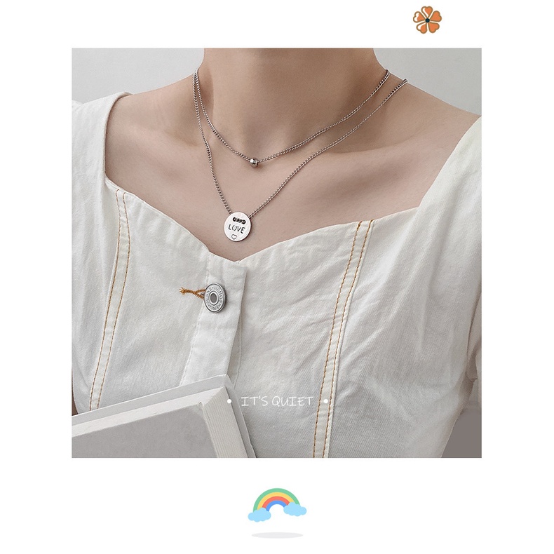 Ins pribadi hip hop sweet cool fashion merek double layer twin surat cinta kalung wanita niche titan