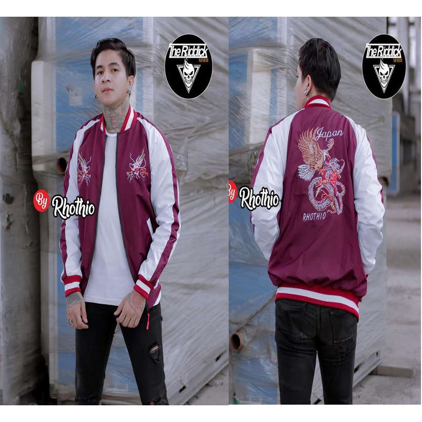 Jaket Bomber Pria Sukajan Full Bordir Orignal Gambar Naga Emblem Jacket bomber Premium Cowok Distro/Bisa Bayar Ditempat/Gratis Ongkir