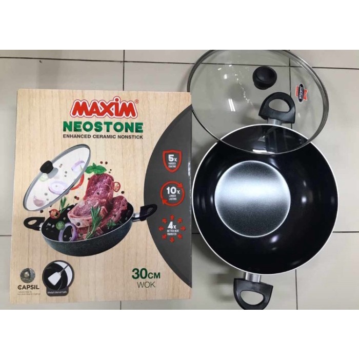 PAKET Maxim ISI 2 PCS Neostone Sauce Pan 18 Cm + 30 DEPWOK Ceramic ORI MANTAP