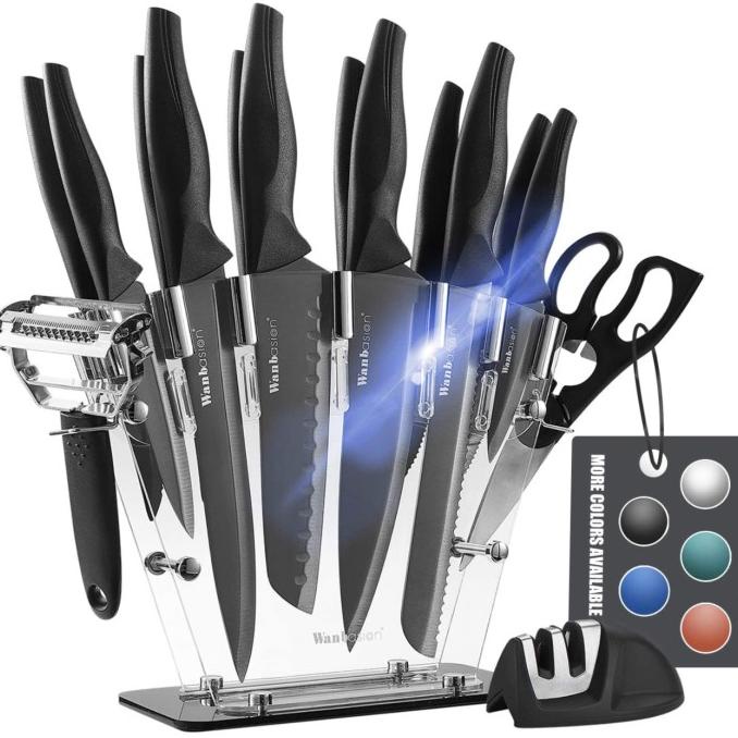 

BLACK 16 PIECES KITCHEN KNIFE PROFESSIONAL CHEF KITCHEN KNIFE SET BVN65496G