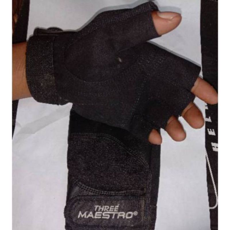Sarung Tangan Motor Three Maestro Kombinasi Pendek Setengah Jari Unisex Pria Wanita