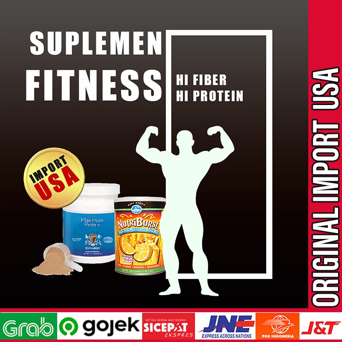 Suplemen Gym Pemula - Maximum Protein-Nutriburst Fiber - Susu Mass Gainer - Paket Suplemen Fitnes Ma