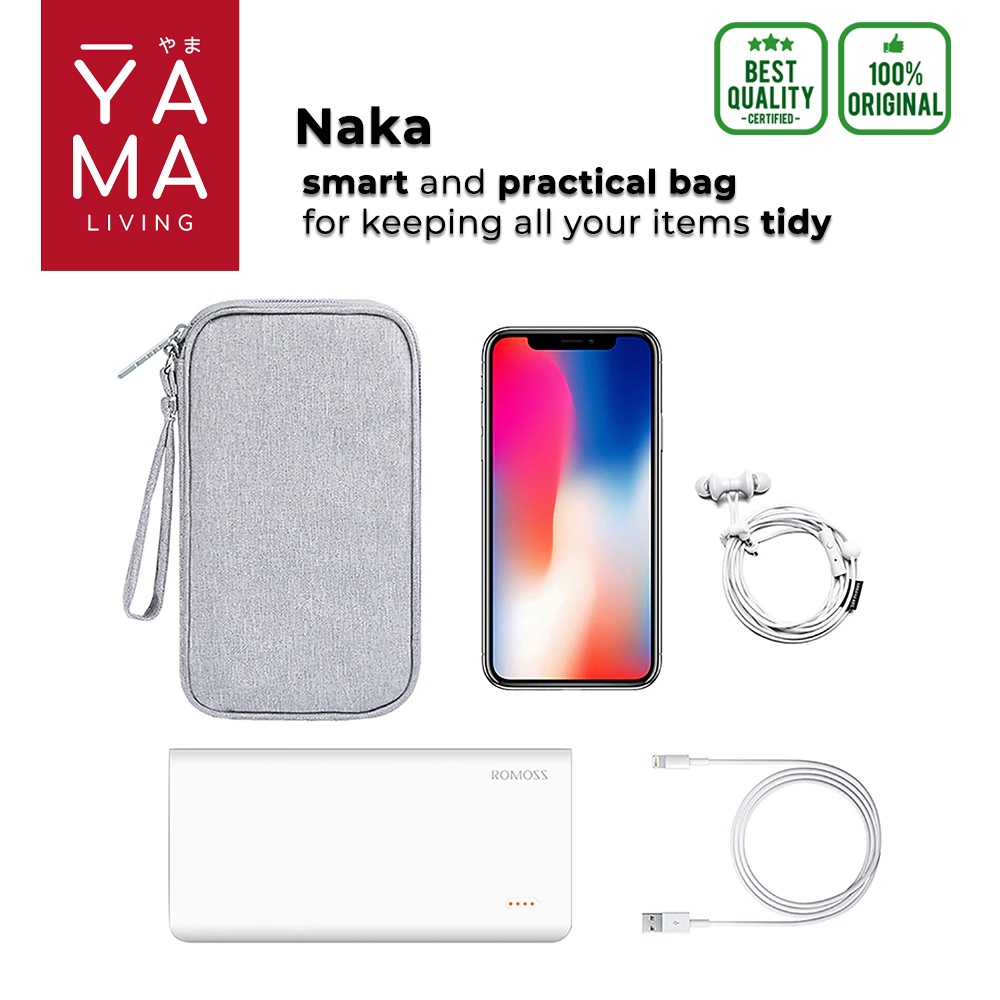 YAMA NAKA Power Bank Gadget Softcase Tas Organizer Gadget Powerbank Grey