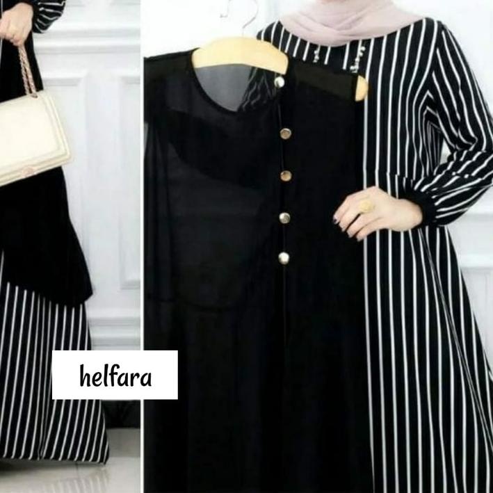 ☛ R.A - Helfara Set 2in1 Gamis Muslim Wanita Matt Shakila Salur Premium l Dress Casual Daily Fashion