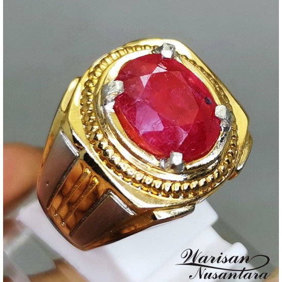 Cincin Batu Natural Ruby Merah delima asli