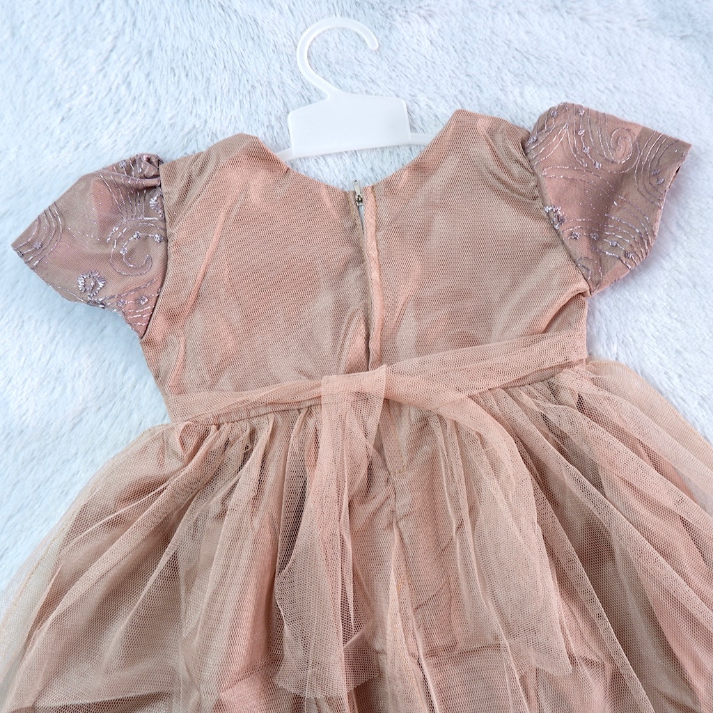 0-12 Baju Dress Gaun Pesta Anak Bayi Cewek Perempuan Tile Premium Dress Ulang Tahun-4