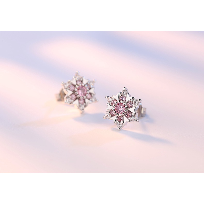 Anting Perak 925 Wanita Oktagonal Snowflake Fashion Perhiasan/Subang Telinga anting perempuan