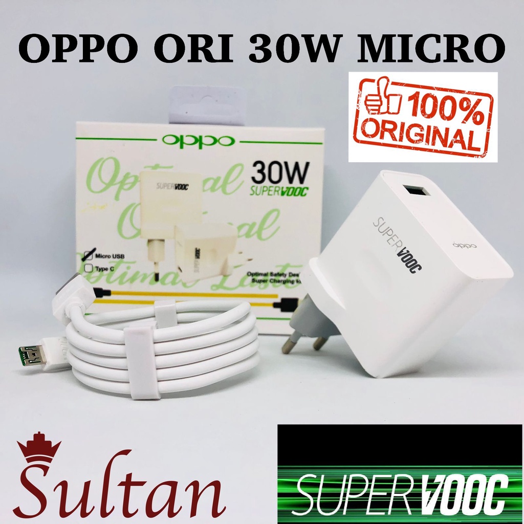 Charger Carger Oppo Reno 4 / 4F charger oppo reno 6 pro 30W Original 100% Type C &amp; Micro USB Vooc 30W Pengisian daya cepat