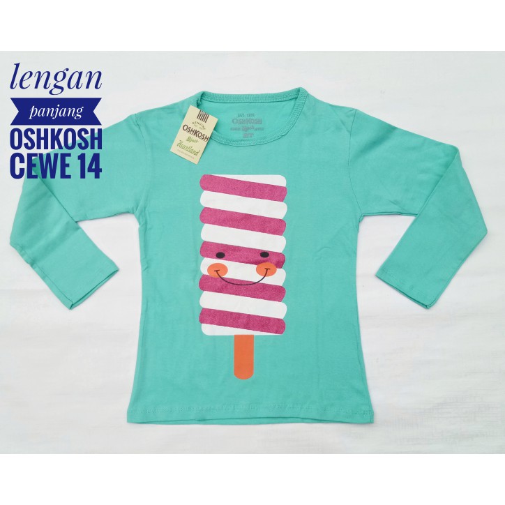 TERLARIS 10 11 12 13 tahun baju kaos anak perempuan lengan panjang oshkosh 14