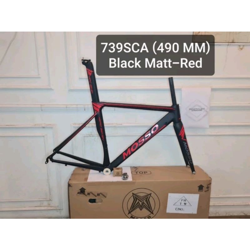 Frame Roadbike Mosso 739SCA Aero Seven Size 490mm Warna Hitam Merah . Rangka Sepeda Balap Road Bike 739 SCA Size Ukuran 49cm 490 mm