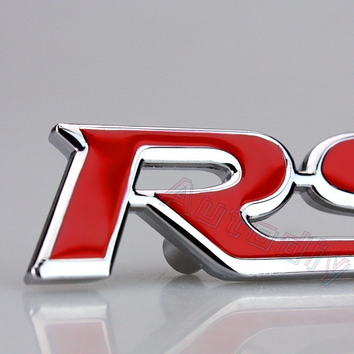 Emblem Logo RS FIT JAZZ GK5 Civic Red Metal RS Logo Front Grille RS Emblem Logo HONDA With Screw Set (9 * 2.5cm) Metal Steel