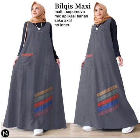 QC BILQIS MAXI Pakaian Gamis Maxi Jumbo Dress Muslim Fashion Hijab Terbaru 2022