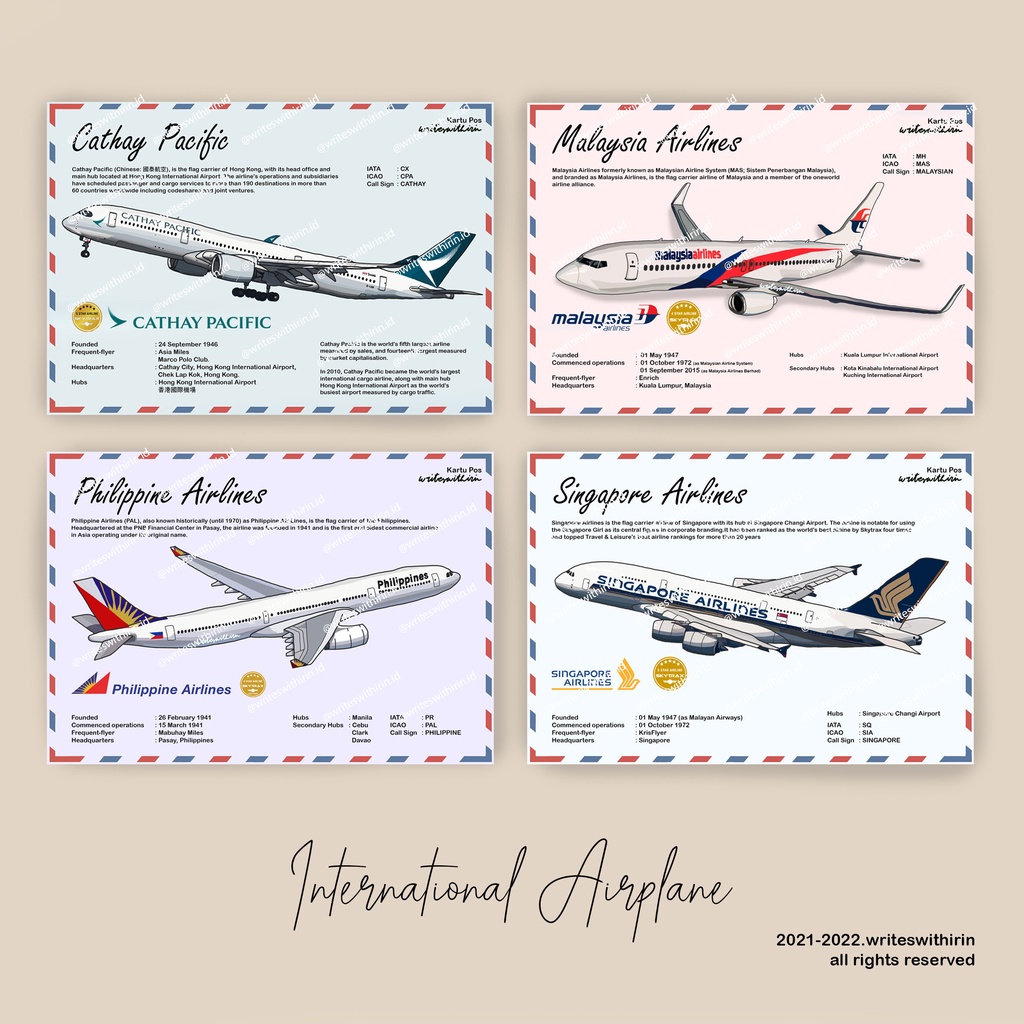 

(writeswithirin) Kartu Pos/ Postcard/ Post Card International Airplane/ Pesawat