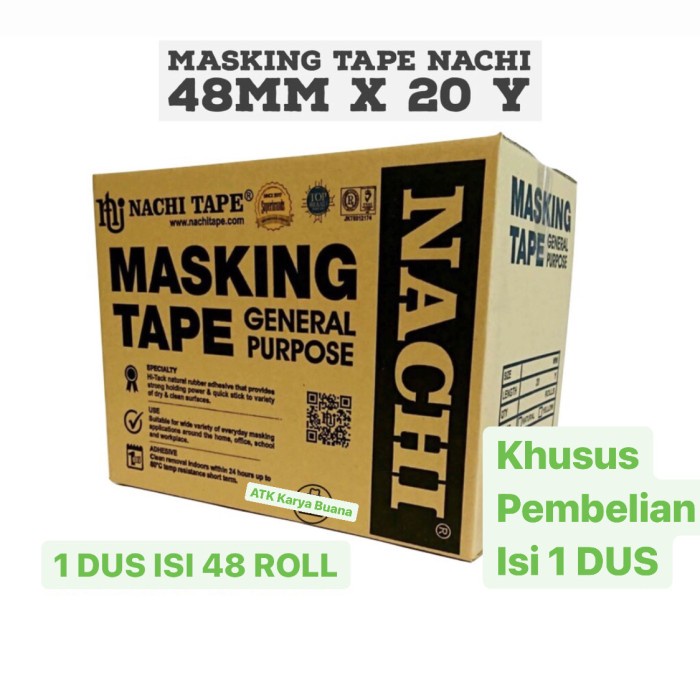 

PEREKAT-PENGIKAT- LAKBAN ISOLASI KERTAS NACHI MASKING TAPE 48 MM / 2 INCH X 20 YARD -PENGIKAT-
