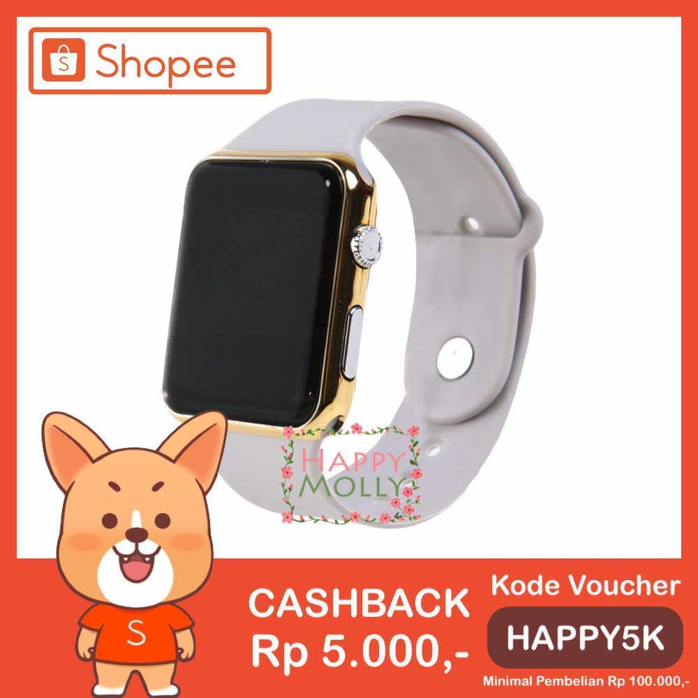 LED Watch [ Grey Gold ] Jam Tangan Digital Pria &amp; Wanita - Strap Rubber