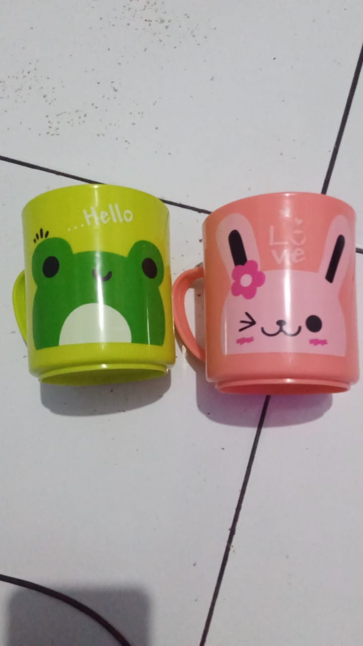 Mug Plastik/gelas Plastik Gagang / Gelas Minum Motif Animal / Gelas Minum Murah