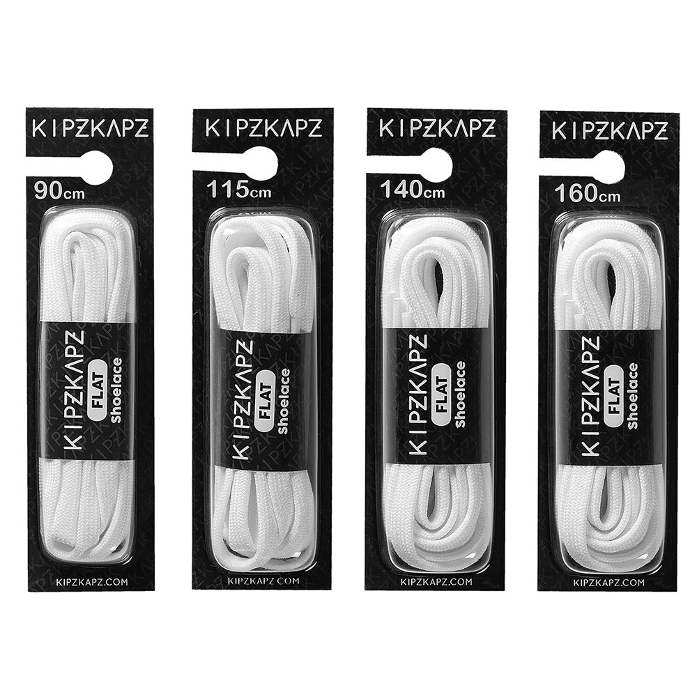 TALI SEPATU PIPIH - FLAT SHOELACE 8MM - F2 WHITE - 90CM 115CM 140CM 160CM-1