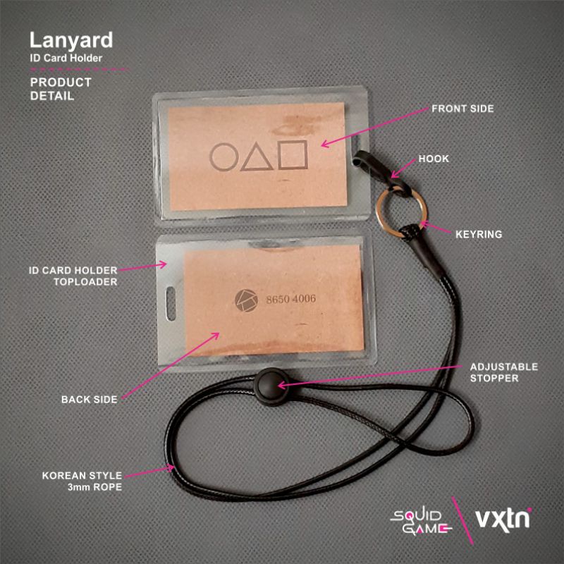 Squid Game Lanyard - ID Card Holder - Tali/ Kalung Leher Korean Style