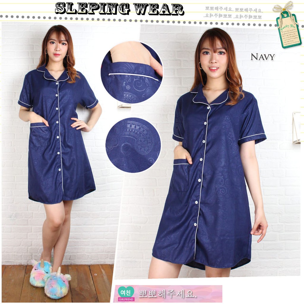 HipNop SATIN EMBOS PIYAMA WANITA BAJU TIDUR CEWEK PAKAIAN CEWEK