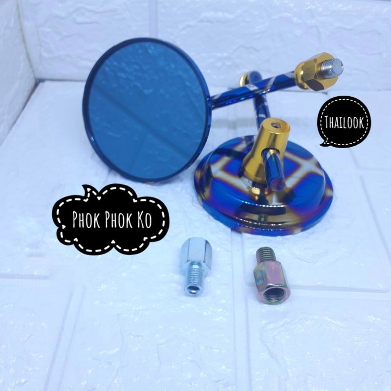 Spion Vespa Bulat Retro Blue XXX Two tone Honda Yamaha Universal