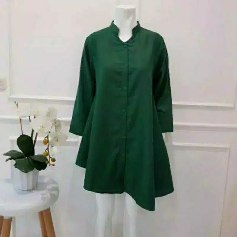 Baju tunik Katun Toyobo Model cutting bawah miring / Baju Atasan Wanita Terbaru