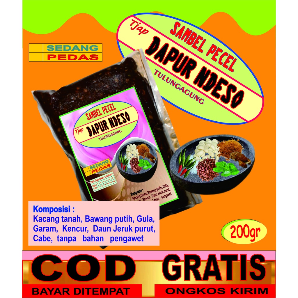 

nik08.SAMBAL PECEL RASA PEDAS/KHAS TULUNGAGUNG/SAMBAL PECEL SANGRAI/TANPA BAHAN PENGAWET/200 GR
