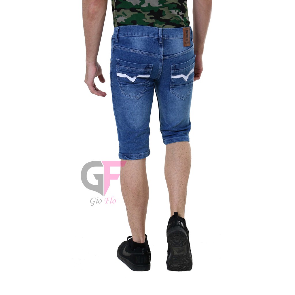 GIOFLO Bawahan Casual Pria Celana Jeans Pendek Biru / CLN 1162