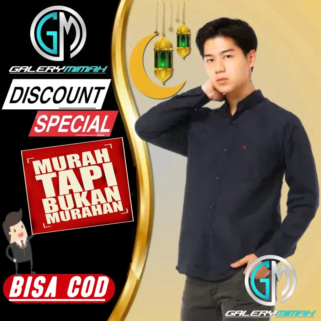 Baju Kemeja Pria Polos Lengan Panjang Hem Alisan Cowok Lengan Panjang Hem Laki Laki Dewasa Kemeja Ke