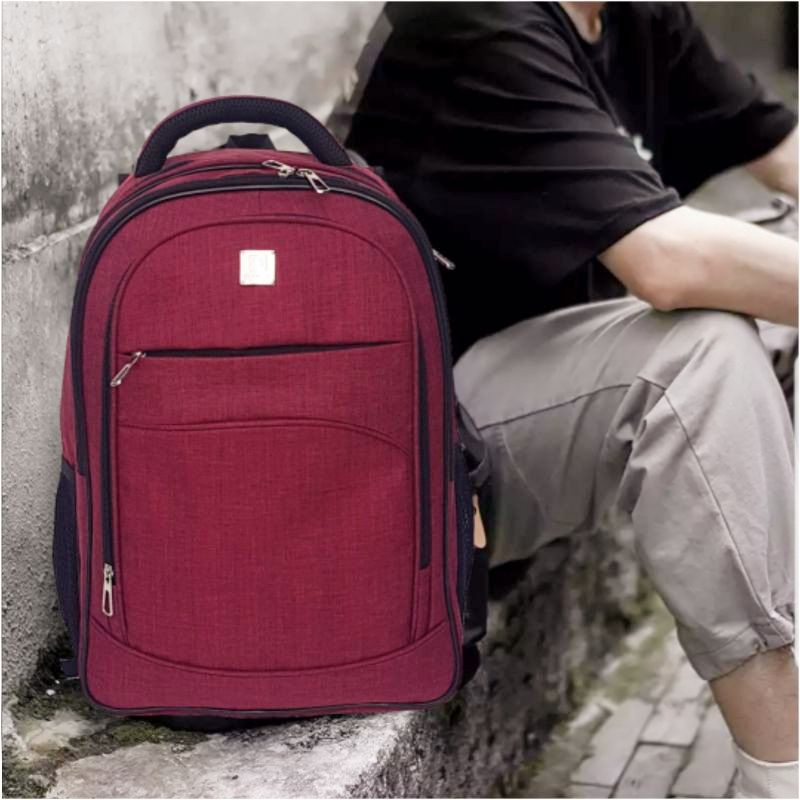 Tas Punggung Ransel Laptop Pelajar SMP SMA SMK Kuliah Tas Kerja Rapi Ransel Kapasitas Besar Tas Travel Kancing Solid Sederhana Harajuku Chic Fashion Retro Uniseks High Street