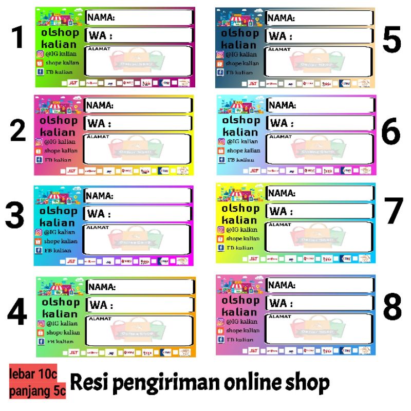 

Label sticker pengiriman 1 paket isi 100 lembar bebas pilih warna apa..jangan lupa nama olshop