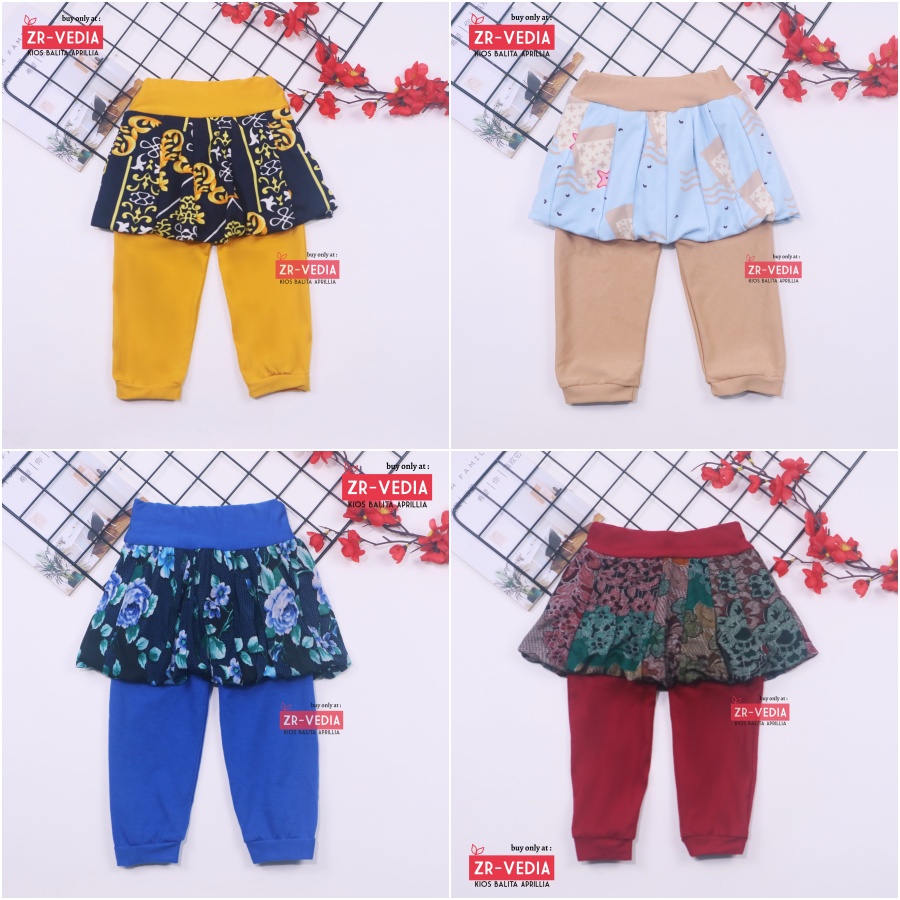 Legging Balloon Baby Girl 0-12 Bulan / Celana Rok Panjang - Baby Polos Motif - Pants Leging Kaos