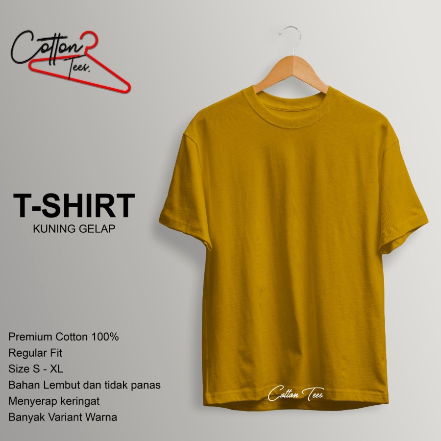 Kaos Polos Baju Pria Kaos Pria Kaos Lengan Pendek KUNING GELAP
