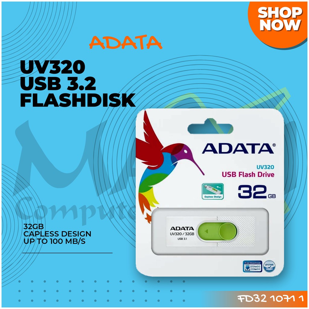 Adata UV320 32GB USB 3.2 Gen 1 Quick-Slide Capless Design USB Flash Drive Flashdisk
