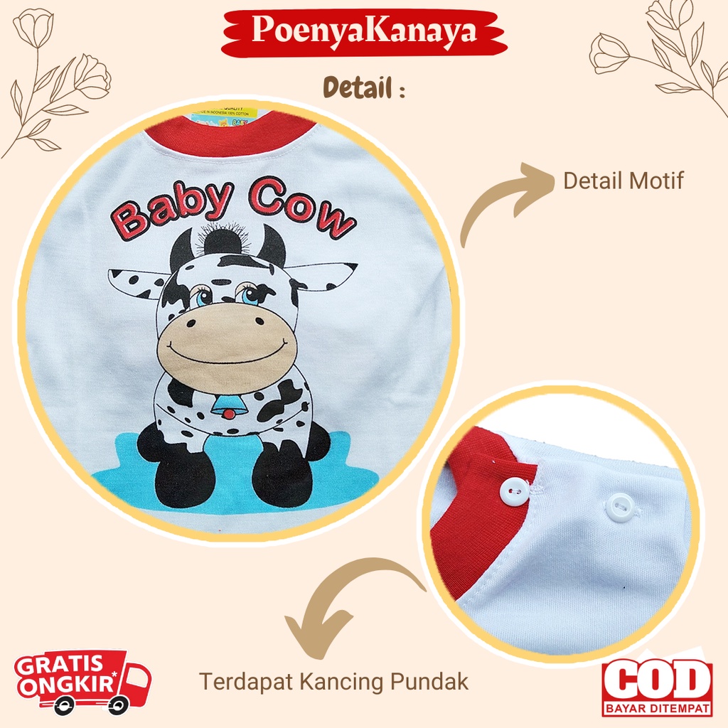 Setelan Baju Bayi Piyama Bayi Panjang BABY COW Viori Size 6-18 Bulan SPY162