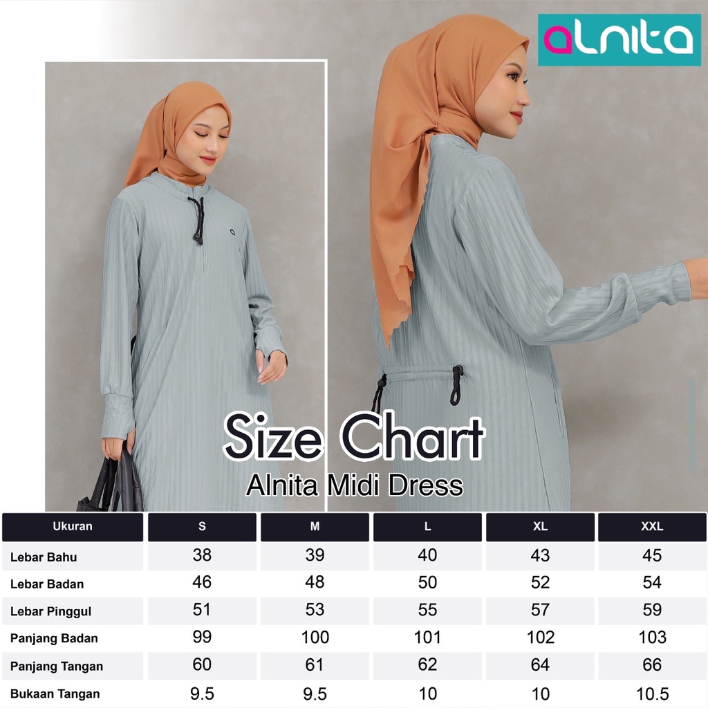 Alnita Leolin Midi Bahan Risel Rib Atasan Midi Sporty Casual Outfit Kekinian