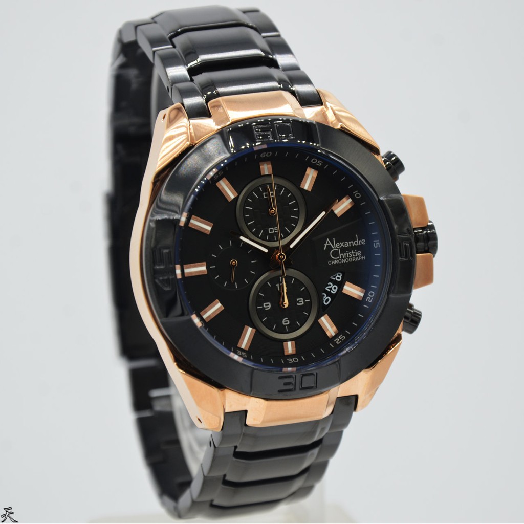 Alexandre Christie AC6224M Jam Tangan Pria Stainless Steel hitam rose gold