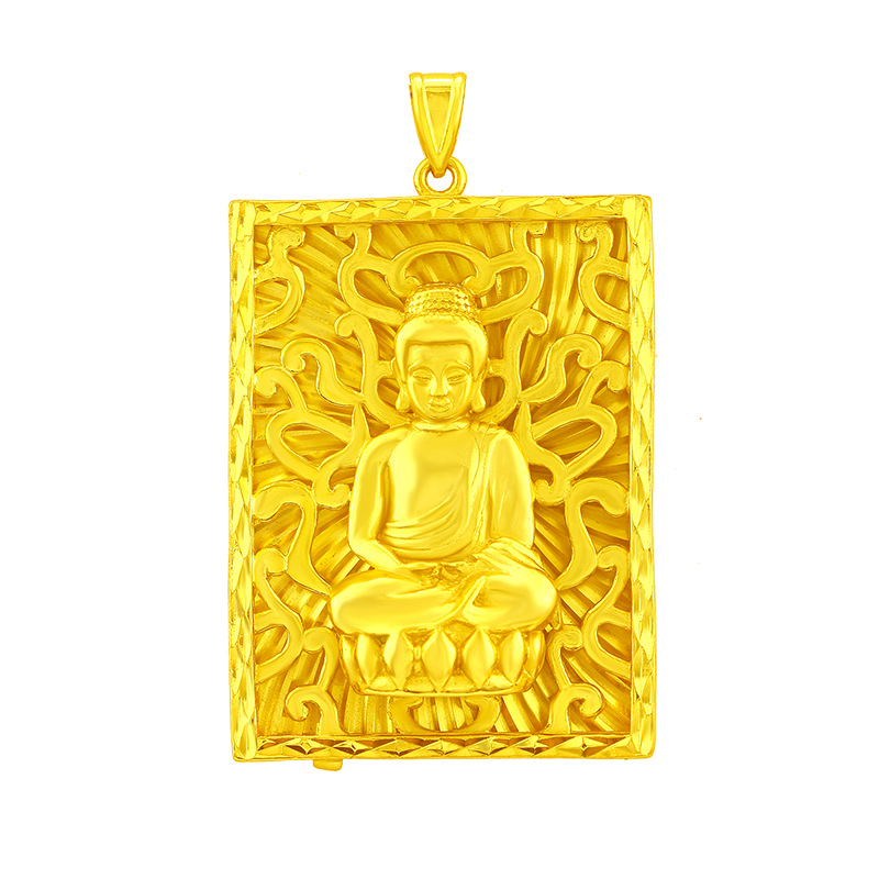 Kalung Emas Asli Kadar 375 Dengan Liontin Bentuk Buddha Guanyin Untuk Pria