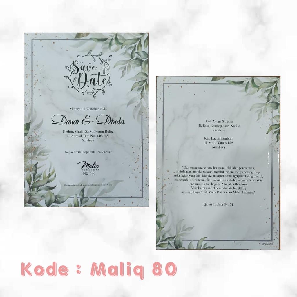 Undangan Pernikahan Murah - Model Maliq 80